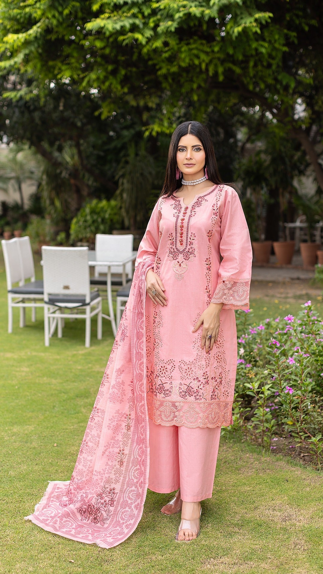 Pink | KHADDAR | Ready to Wear Ensemble | Shirt, Trouser & Dupatta