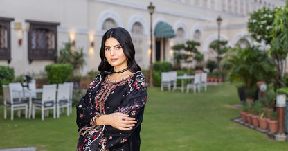 Black | 3-Piece Ready-to-Wear | Cambric Cotton | Shirt, Trouser & Dupatta